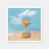 Serviette En Papier New Year 2026 Sand Timer With Starfish (Devant)