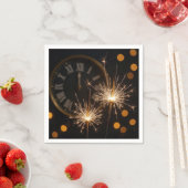 Serviette En Papier New Year Eve Sparklers On a Midnight Clock (En situation)