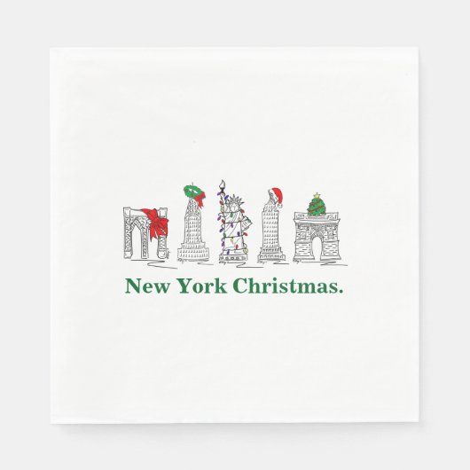 Serviette En Papier New York City Noël NYC Bâtiments vacances (Devant)