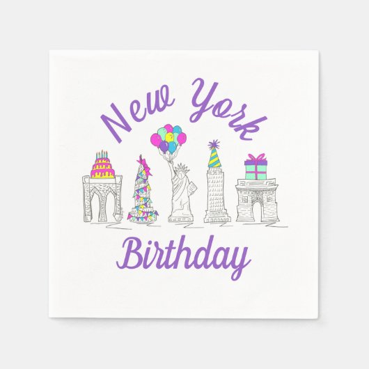 Serviette En Papier New York City NYC Landmarks fête d'anniversaire (Devant)