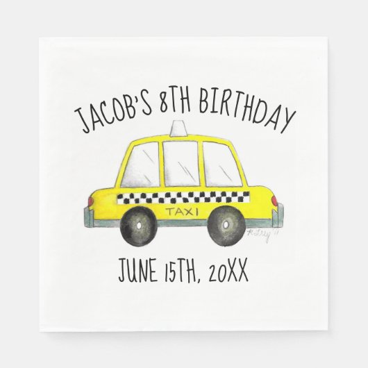 Serviette En Papier New York City NYC Taxi Jaune Tab fête d'anniversai (Devant)