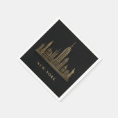 Serviette En Papier New York Skyline Gold Line Art (Coin)