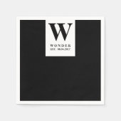 Serviette En Papier Newly Wed Monogram black minimalist Wedding  (Devant)