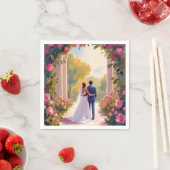 Serviette En Papier Newlyweds Bride & Groom Wedding Painting (En situation)