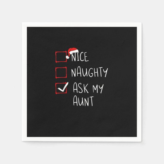 Serviette En Papier Nice Naughty Ask My Aunt Christmas List Xmas (Devant)