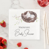 Serviette En Papier Nid d'oiseaux d'aquarelle et Baby shower d'oeufs (En situation)