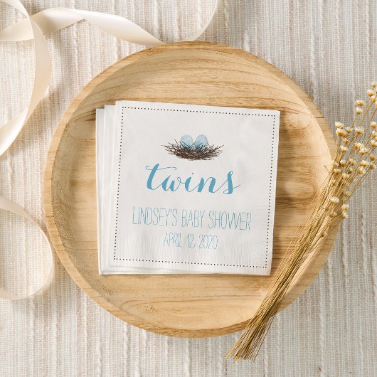 Serviette En Papier Nid d'oiseaux d'aquarelle | Twis Baby Boys Douche