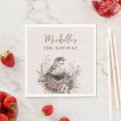 Serviette En Papier Nid d'oiseaux Terracotta rose 75e anniversaire (En situation)