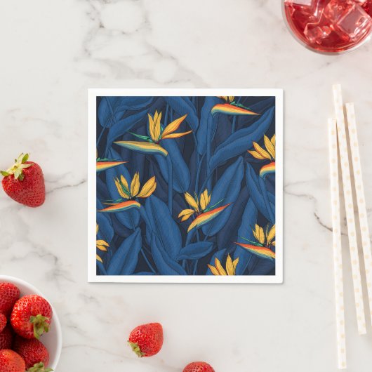 Serviette En Papier Night bird of Paradise garden 2 (En situation)