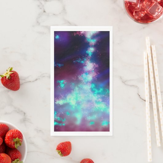 Serviette En Papier Night Sky Neon Lumières Napkin (En situation)