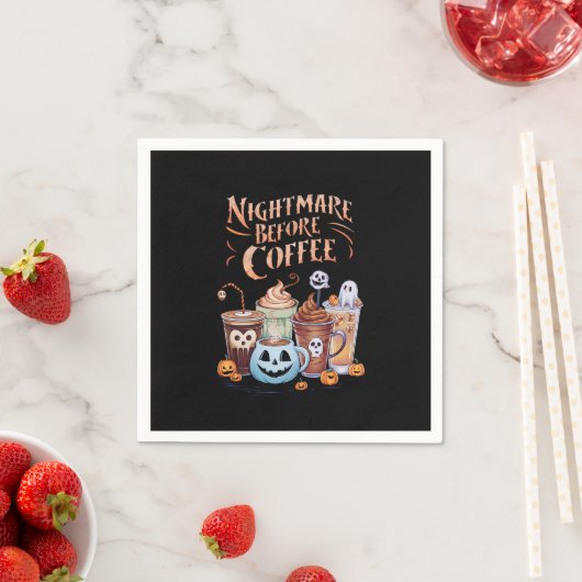 Serviette En Papier Nightmare avant café Citrouille épice Halloween (En situation)