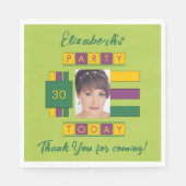 Serviette En Papier N'importe quel âge ajouter photo nom vert fête d'a (Devant)