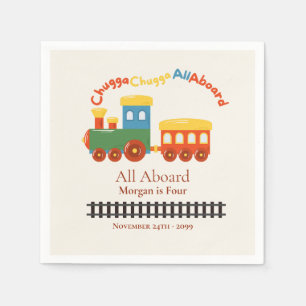 Serviette En Papier N'Importe Quel Âge Anniversaire Coloré Train Chugg