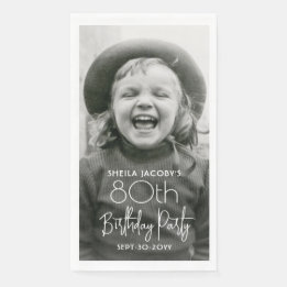 Serviette En Papier N'IMPORTE QUEL Anniversaire Chic White Typographie