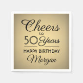 Serviette En Papier N'IMPORTE QUEL anniversaire encourage Elegant Noir (Devant)