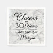 Serviette En Papier N'IMPORTE QUEL Anniversaire Salue Élégant Noir et  (Devant)