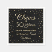 Serviette En Papier N'IMPORTE QUEL Anniversaire Salue Noir et Or Confe (Devant)