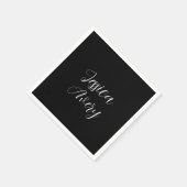 Serviette En Papier N'importe quel nom | Élégant script blanc éditable (Coin)