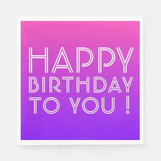 Serviette En Papier N'Importe Quel Nom Modifiable Joyeux Anniversaire (Devant)