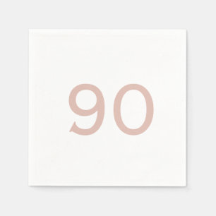 Serviette En Papier Ninetieth Birthday Blush Number Cocktail blanc