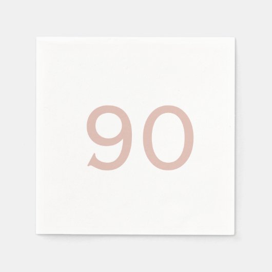 Serviette En Papier Ninetieth Birthday Blush Number Cocktail blanc (Devant)