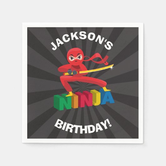 Serviette En Papier Ninja Guerrier fête d'anniversaire (Devant)