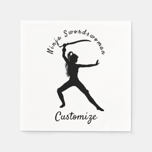 Serviette En Papier Ninja Swordswoman Silhouette Thunder_Cove (Devant)