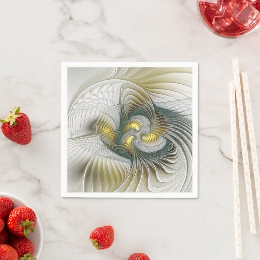 Serviette En Papier Nobly Golden Turquoise Imaginaire Fractal Art (En situation)