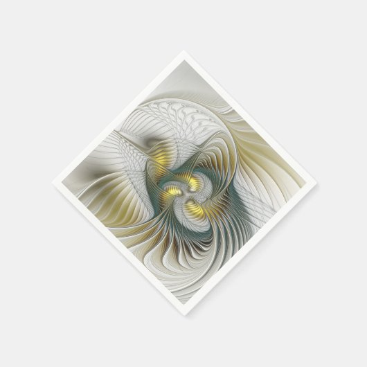 Serviette En Papier Nobly Golden Turquoise Imaginaire Fractal Art (Coin)