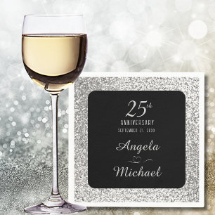 Serviette En Papier Noces d'argent 25e anniversaire de mariage Minimal