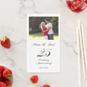 Serviette En Papier Noces d'Argent 25e Anniversaire de Mariage Parents