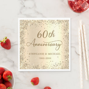 Serviette En Papier Noces de diamant 60 ans de mariage sous feuille de