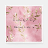 Serviette En Papier Noces de feuilles d'or rose (Devant)