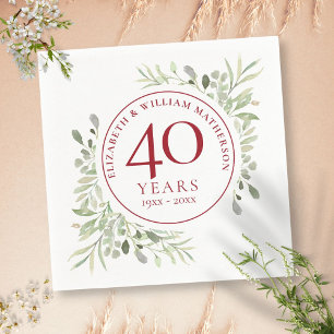 Serviette En Papier Noces de rubis 40 ans de mariage verdure de campag