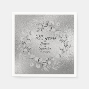 Serviette En Papier Noces de silver 25ème anniversaire de mariage