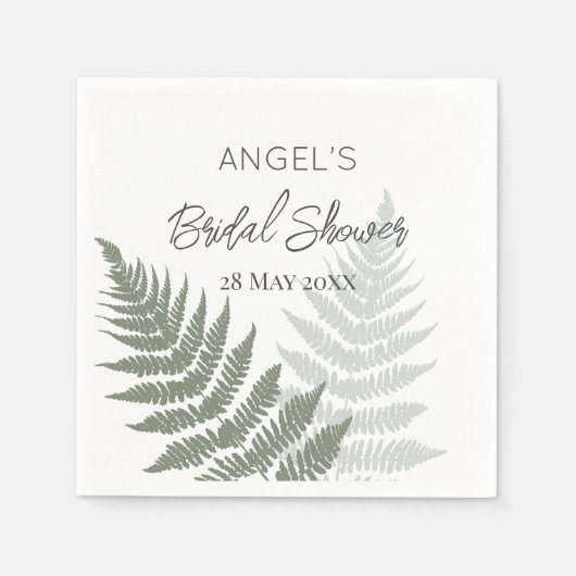 Serviette En Papier Noces des Fougères Vert Forestier (Devant)