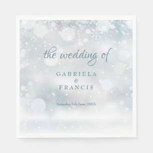 Serviette En Papier Noces d'hiver Flocons de neige Écriture élégante