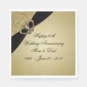 Serviette En Papier Noces d'or Noir 50e Anniversaire de Mariage (Devant)