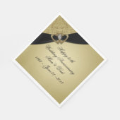 Serviette En Papier Noces d'or Noir 50e Anniversaire de Mariage (Coin)