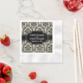 Serviette En Papier Noces Goth Black Lace et parchemin (En situation)