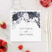 Serviette En Papier Nocturne Floral Frontière Mariage Monogramme Dîner (En situation)