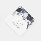 Serviette En Papier Nocturne Floral Frontière Mariage Monogramme Dîner (Coin)