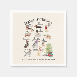 Serviette En Papier Noël 12 Chiens de Noël Signature de fête