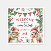 Serviette En Papier Noël 2 Anniversaire mignon écureuil d'hiver (Devant)