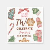 Serviette En Papier Noël 2e anniversaire Fête d'hiver rose fille (Devant)