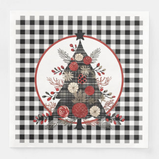 Serviette En Papier Noël à carreaux Black Buffalo