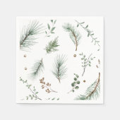 Serviette En Papier Noël À feuillage persistant Pine Trees Woods Cabin (Devant)