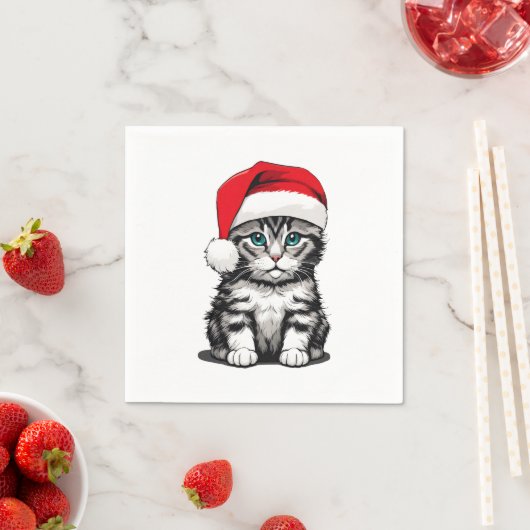 Serviette En Papier Noël à Kitten (En situation)