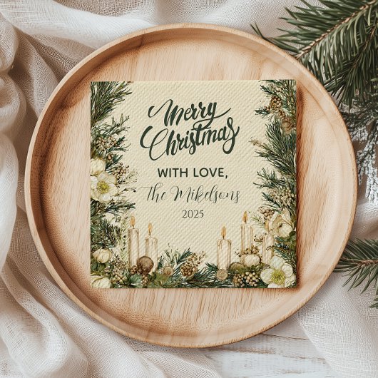 Serviette En Papier Noël à la bougie de pin rustique