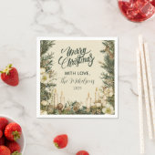 Serviette En Papier Noël à la bougie de pin rustique (En situation)